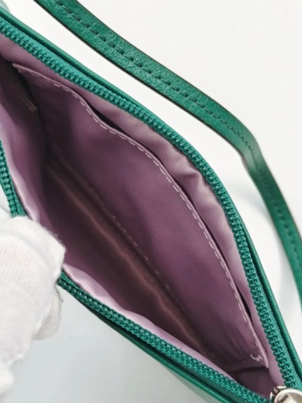 NWT Coach Green Leather Wristlet Zip Pouch Wallet Clutch
